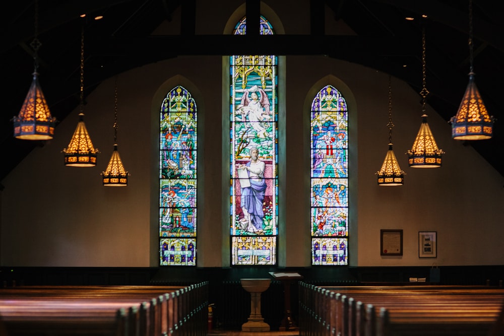 Church interior with light